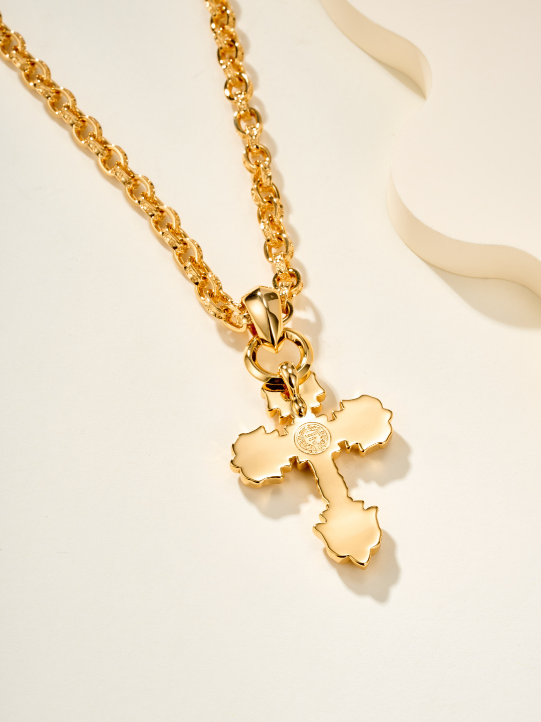 Chrome Hearts 22k Gold Teardrop-Shaped Flame Cross Pendant - Image 5