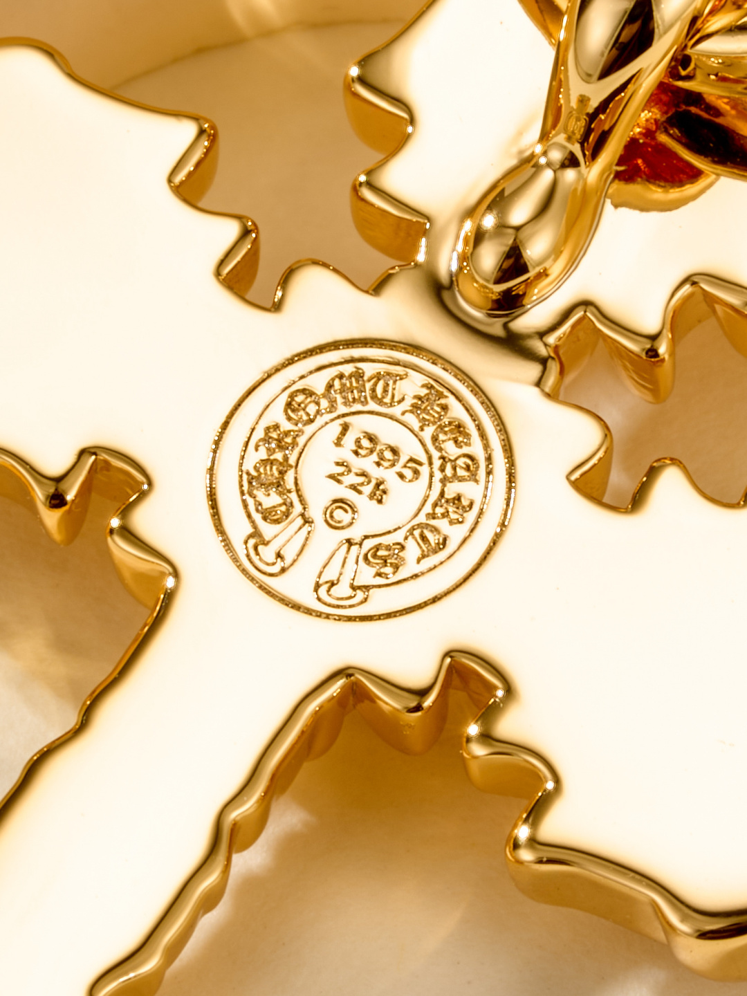 Chrome Hearts 22k Gold Teardrop-Shaped Flame Cross Pendant - Image 6