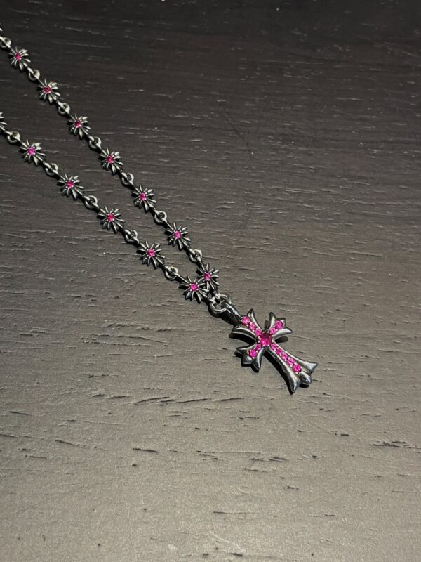 Chrome Hearts Solid Red Zircon Cross Pendant Necklace