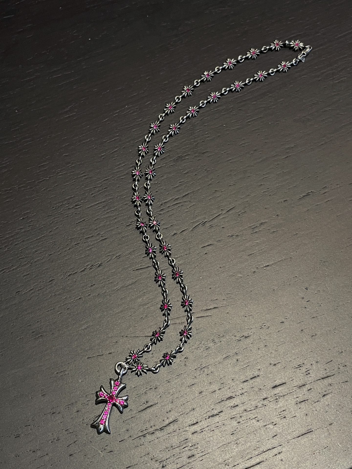 Chrome Hearts Solid Red Zircon Cross Pendant Necklace - Image 2