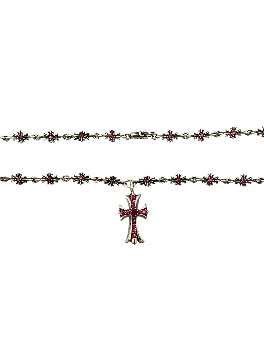 Chrome Hearts Solid Red Zircon Cross Pendant Necklace - Image 4