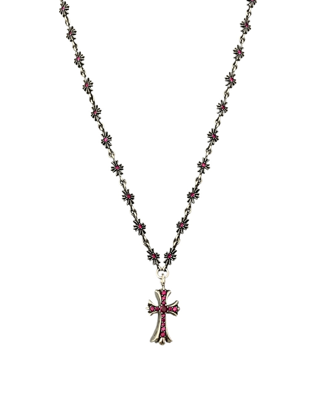 Chrome Hearts Solid Red Zircon Cross Pendant Necklace - Image 5