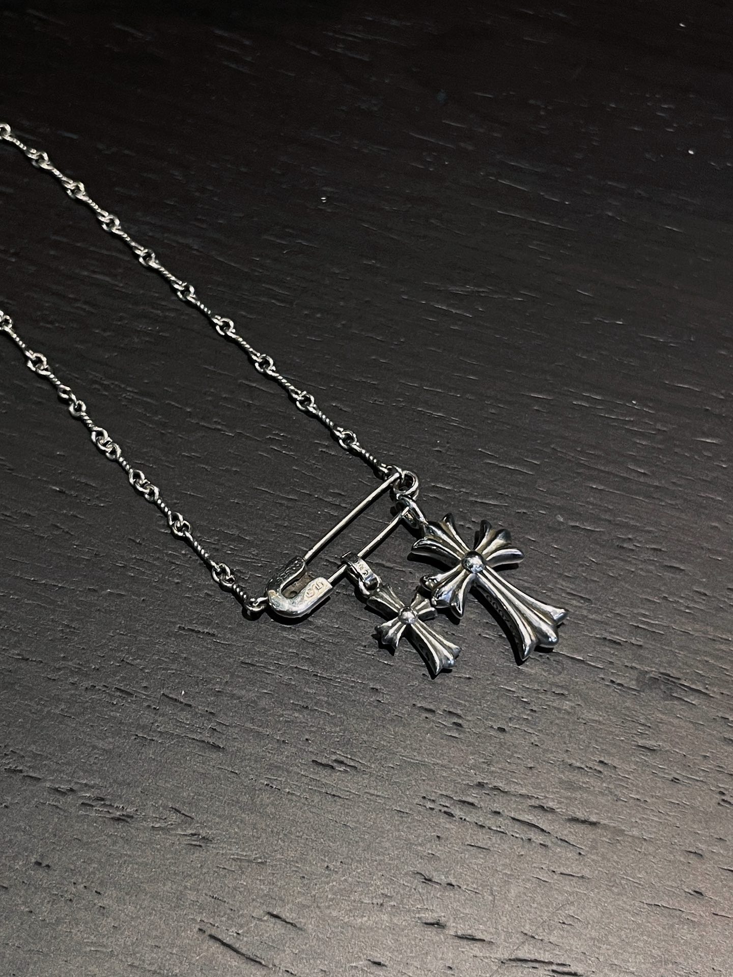 Chrome Hearts Gem-Set Brooch with Double Cross Necklace - Image 2