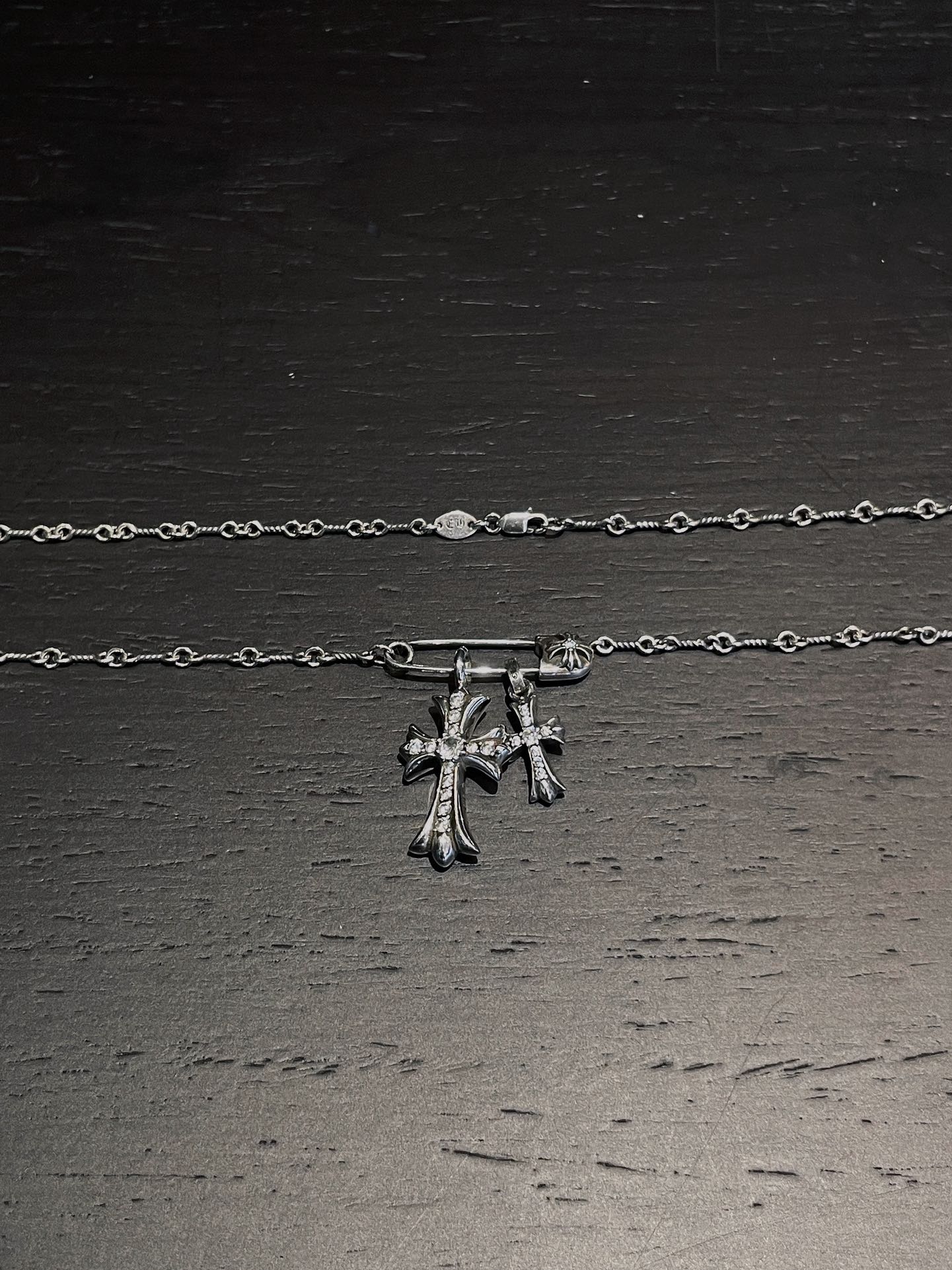 Chrome Hearts Gem-Set Brooch with Double Cross Necklace - Image 3