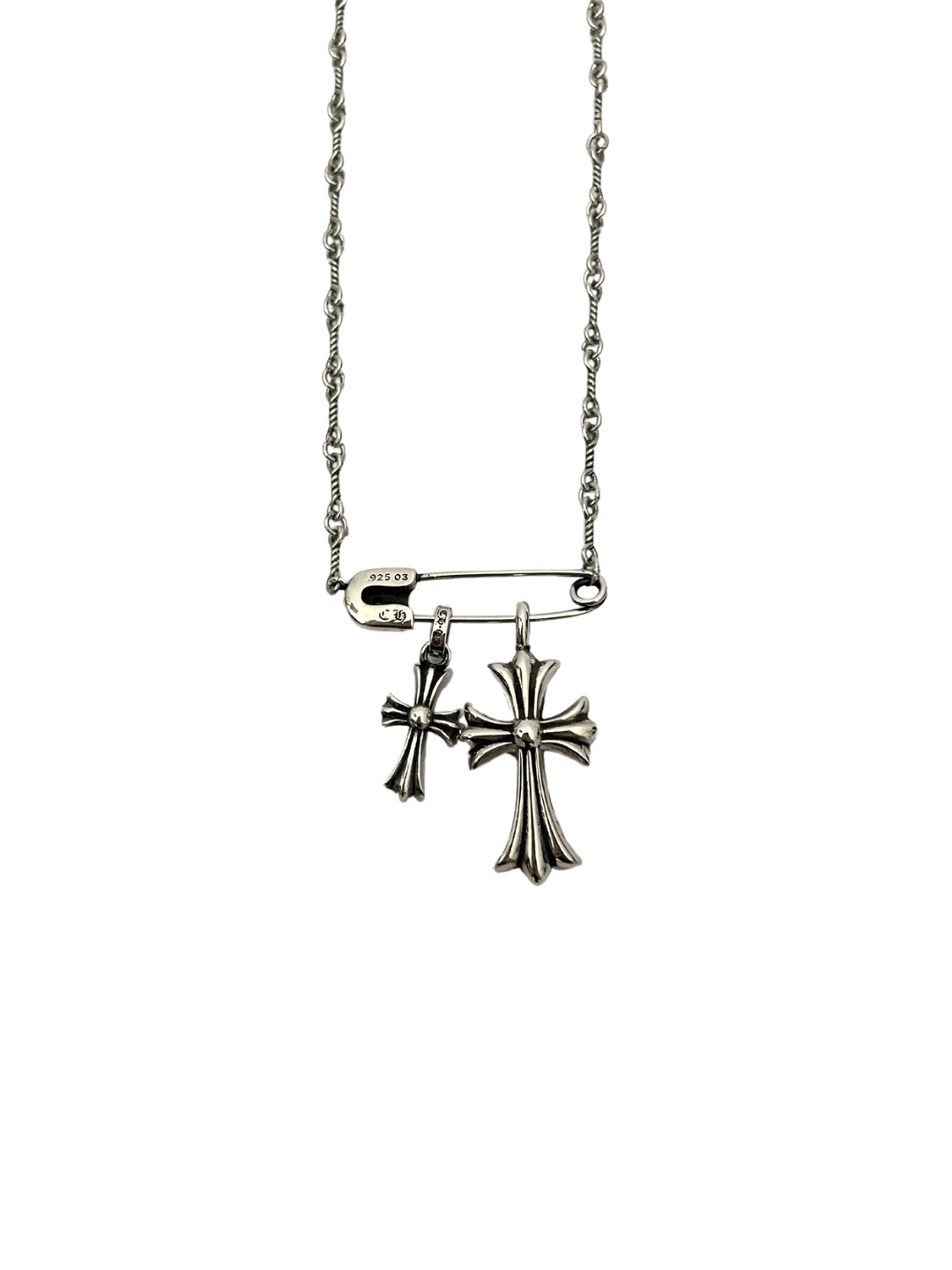 Chrome Hearts Gem-Set Brooch with Double Cross Necklace - Image 5