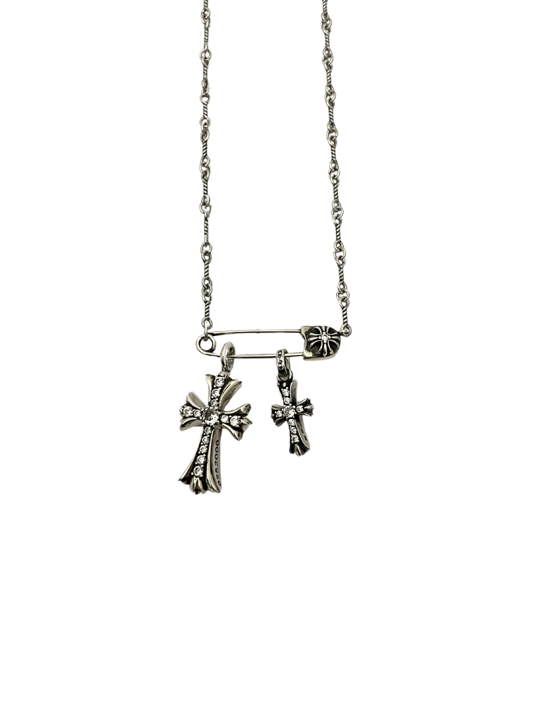 Chrome Hearts Gem-Set Brooch with Double Cross Necklace - Image 6