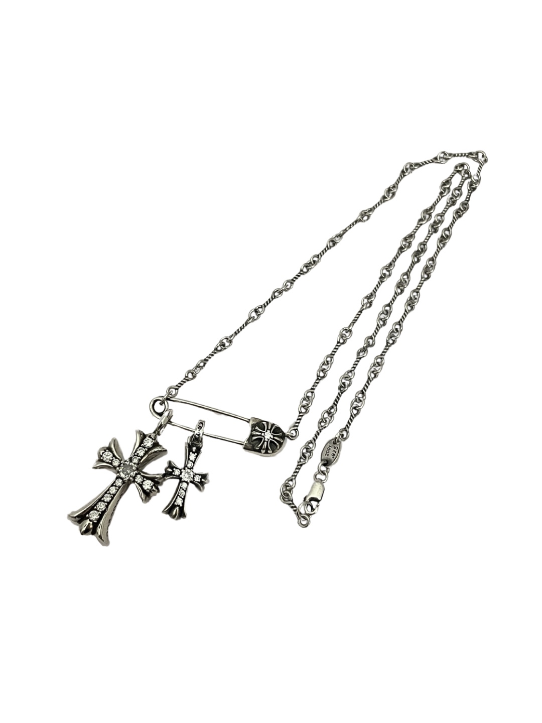 Chrome Hearts Gem-Set Brooch with Double Cross Necklace - Image 7