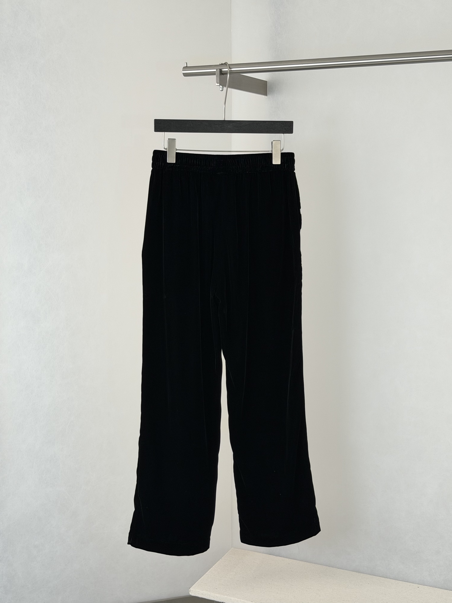 Chrome Hearts Velvet Cross-Stitch Leather-Strap Wide-Leg Athletic Pants - Image 2