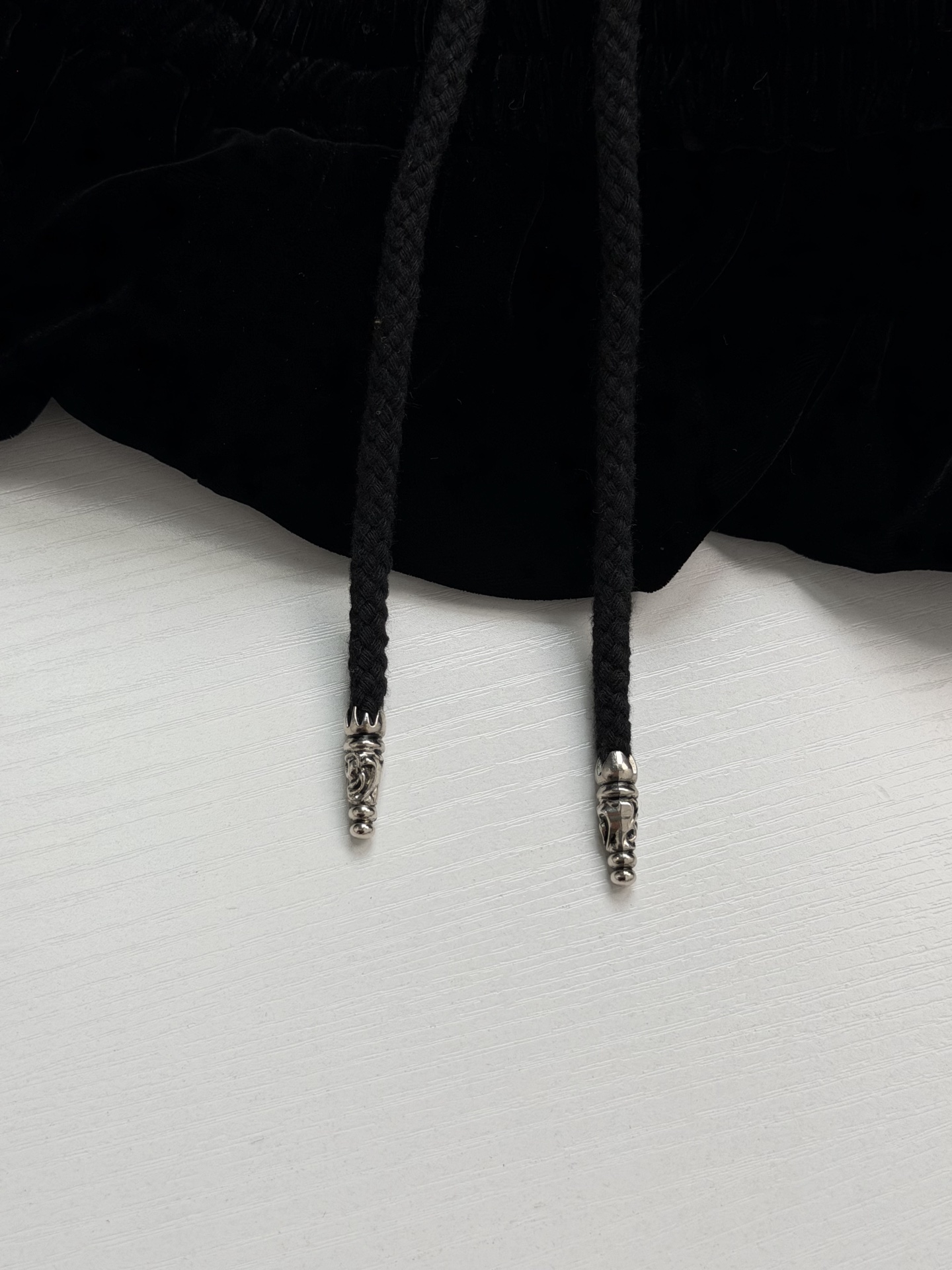 Chrome Hearts Velvet Cross-Stitch Leather-Strap Wide-Leg Athletic Pants - Image 8