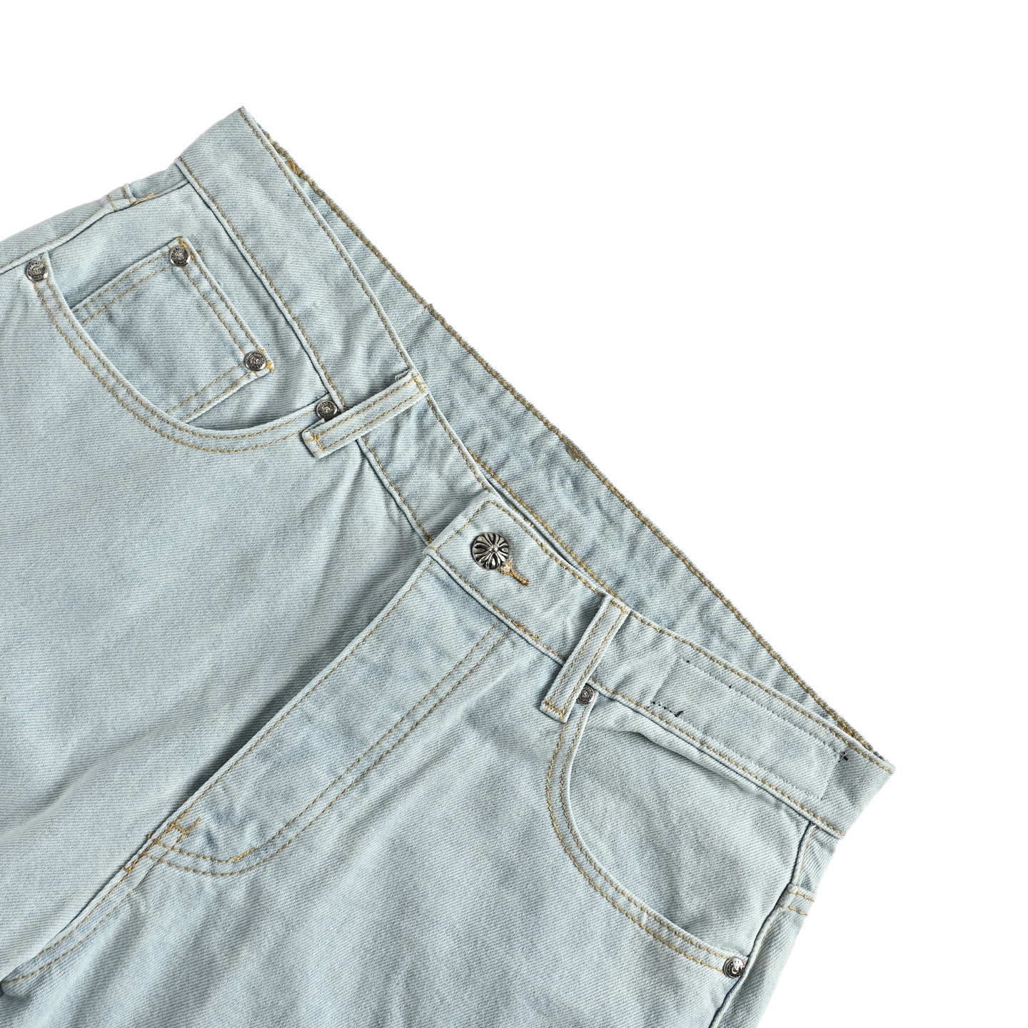 Chrome Hearts Cross-Stitch Patchwork Washed Denim Jeans - Image 4
