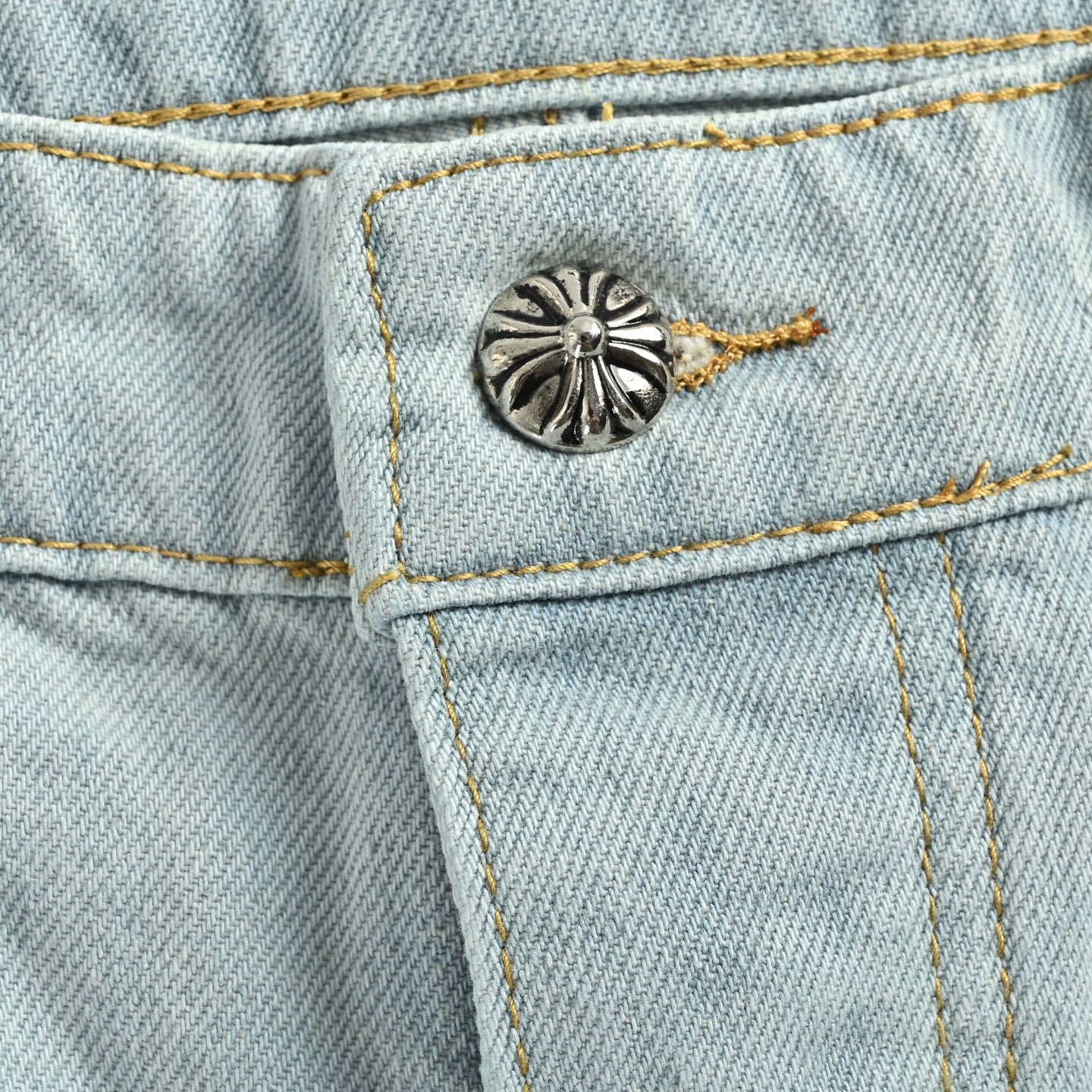 Chrome Hearts Cross-Stitch Patchwork Washed Denim Jeans - Image 8