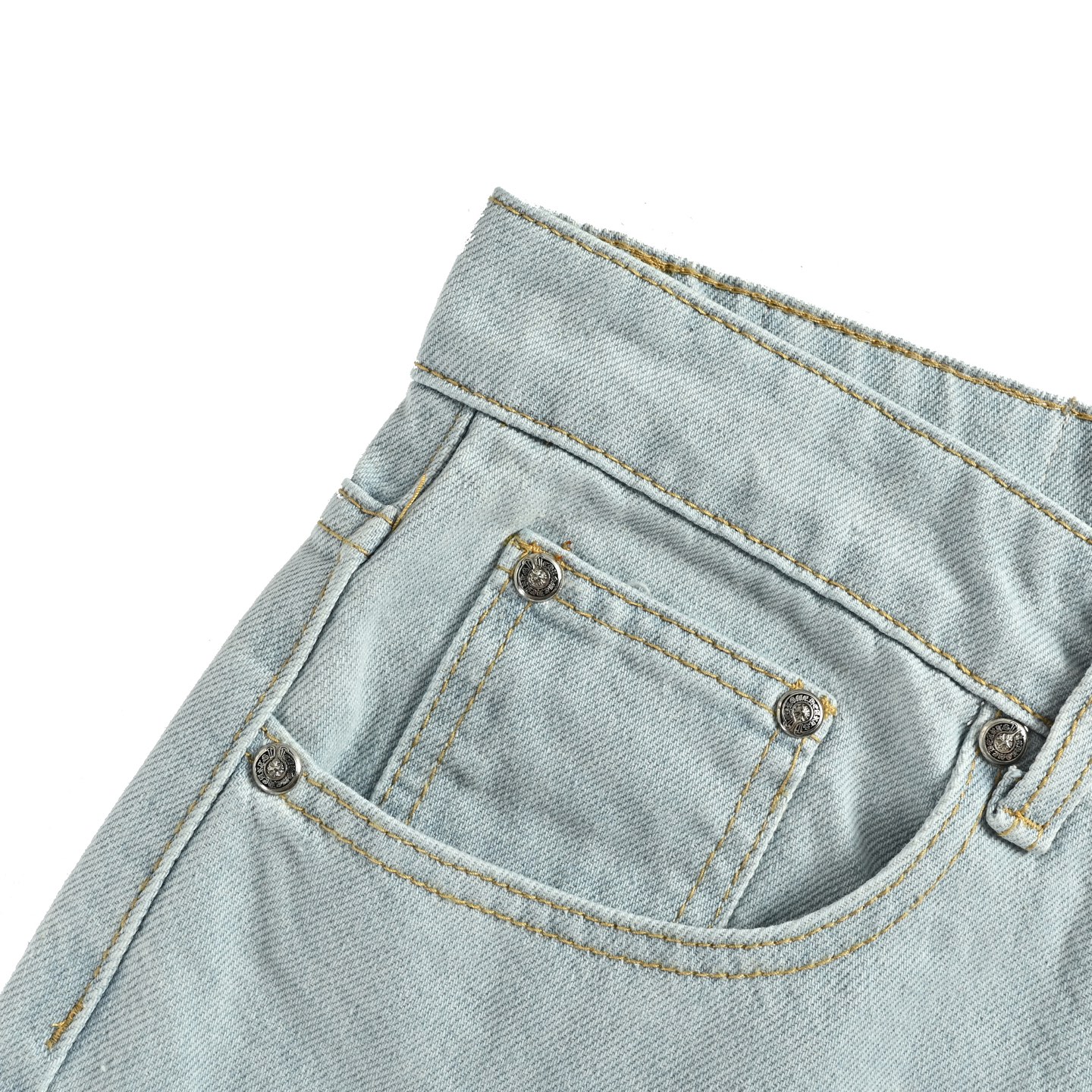 Chrome Hearts Cross-Stitch Patchwork Washed Denim Jeans - Image 9