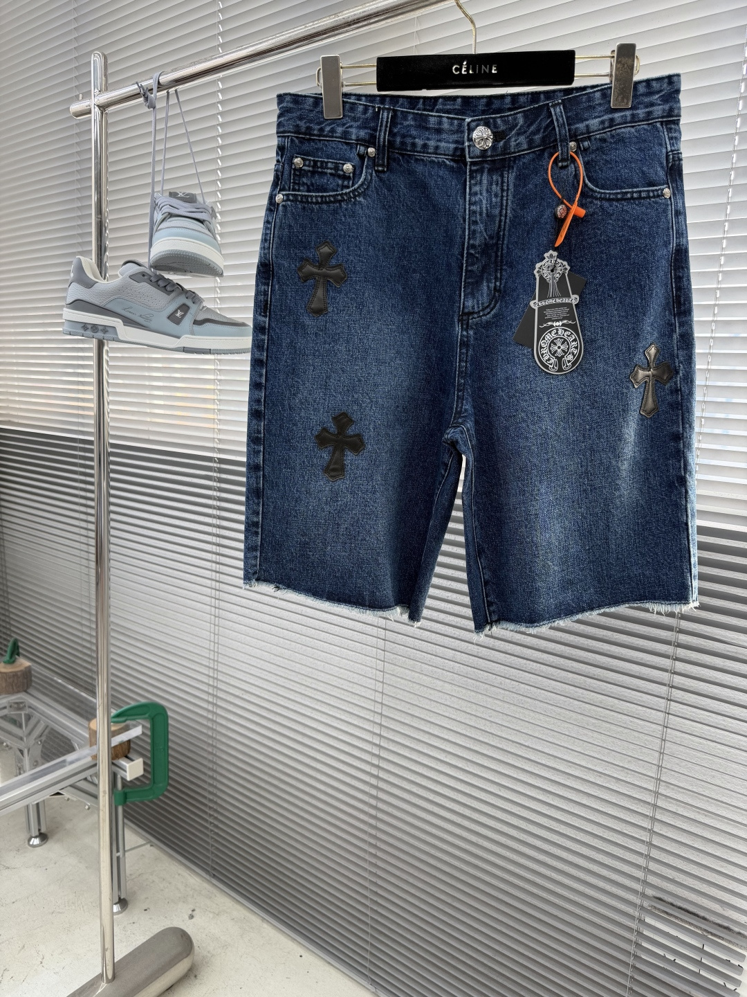 Chrome Hearts Cross Logo Denim Shorts