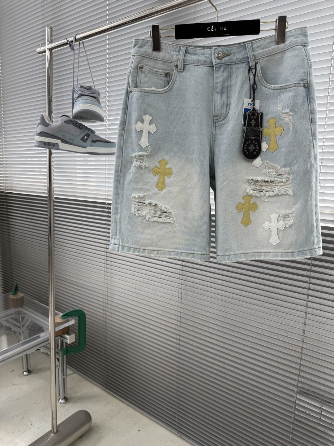 Chrome Hearts Cross-Pattern Patchwork Embroidered Jeans
