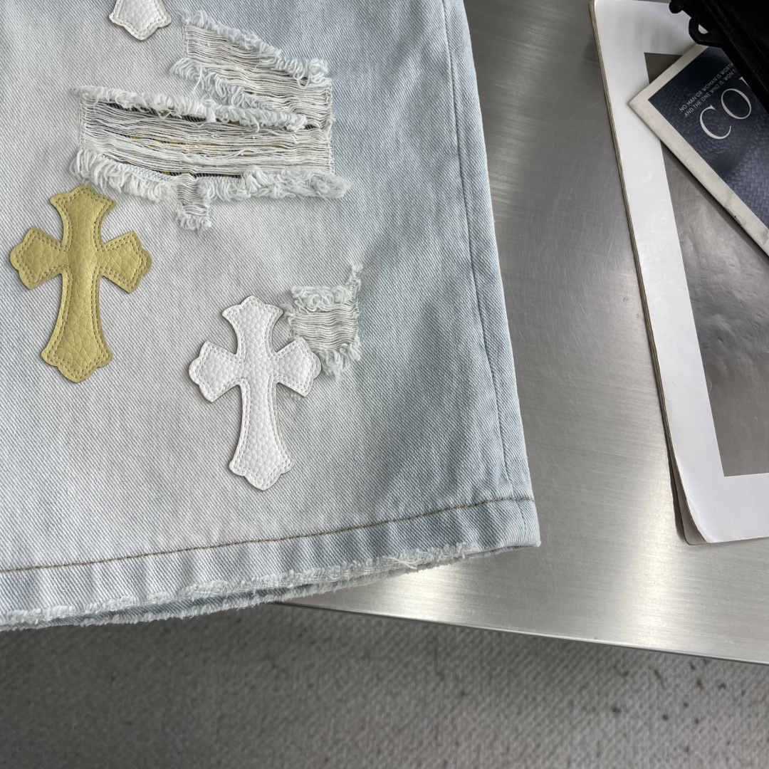 Chrome Hearts Cross-Pattern Patchwork Embroidered Jeans - Image 7