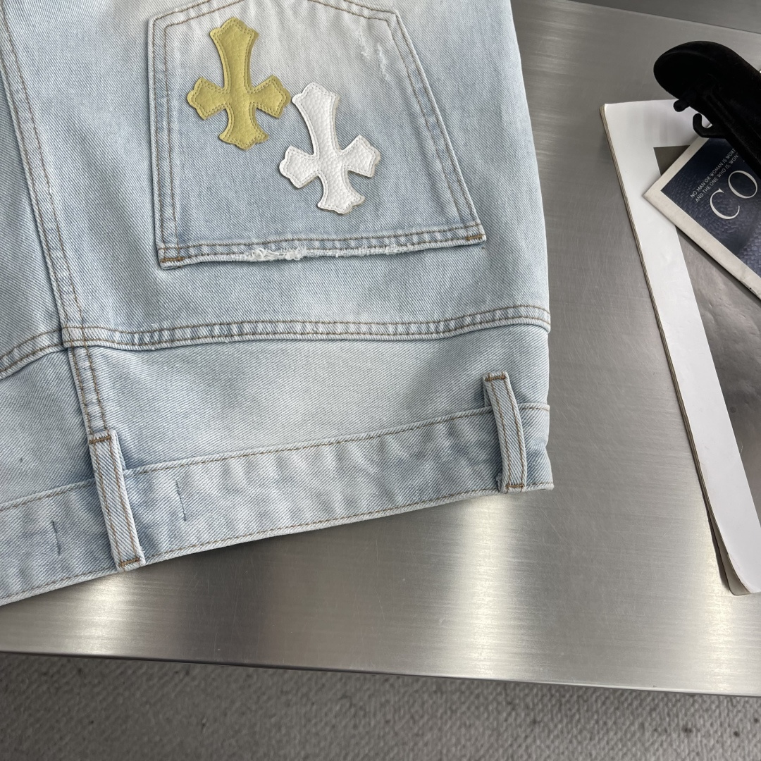 Chrome Hearts Cross-Pattern Patchwork Embroidered Jeans - Image 8