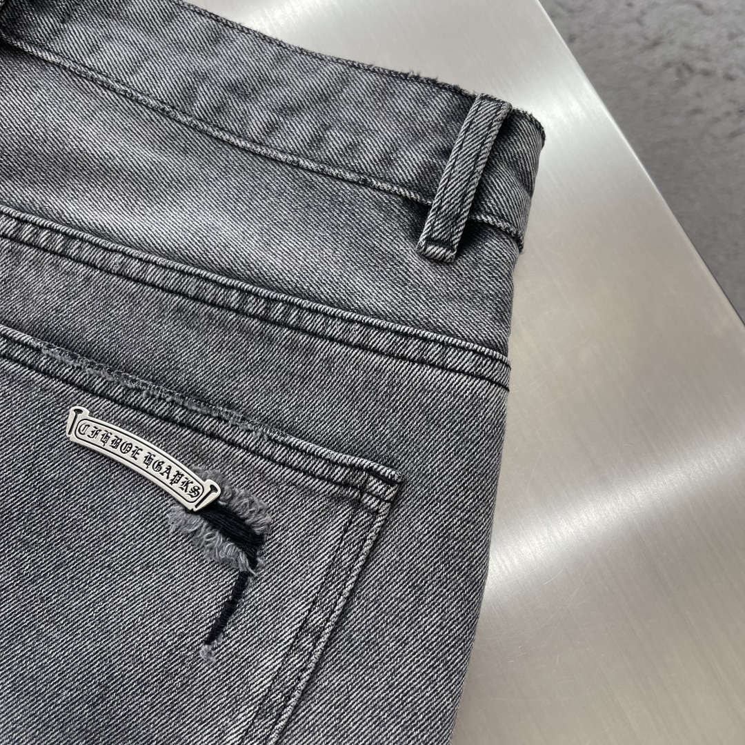 Chrome Hearts Cross Sanskrit Letter Embroidered Denim Shorts - Image 9