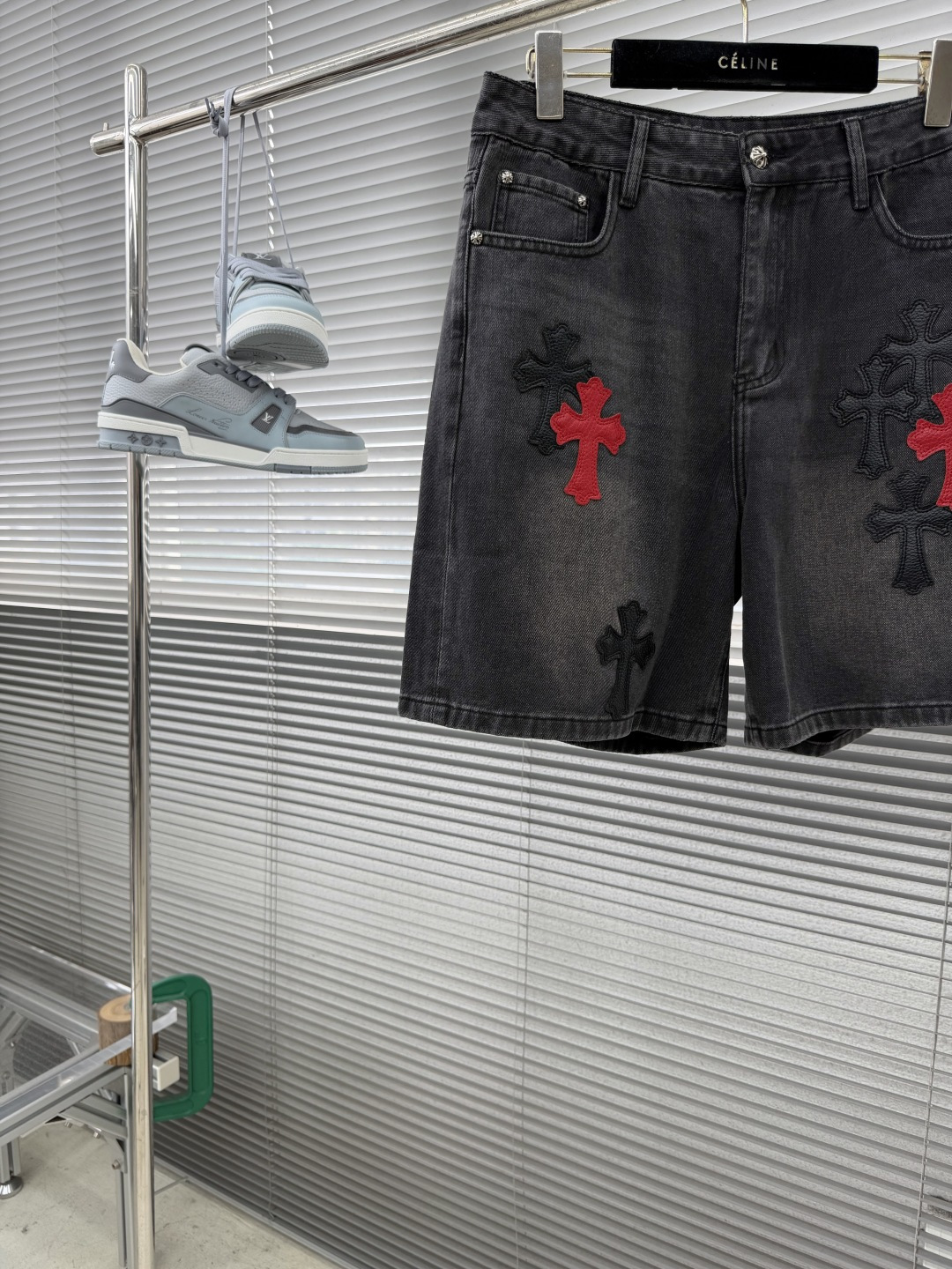 Chrome Hearts Heavy-Duty Cross-Logo Denim Shorts - Image 3