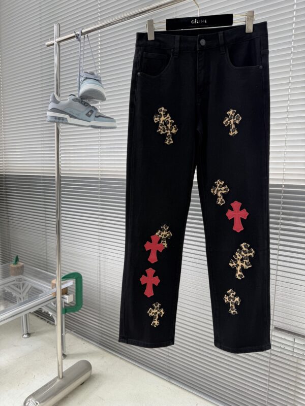 Chrome Hearts Cross Leopard-Print Jeans