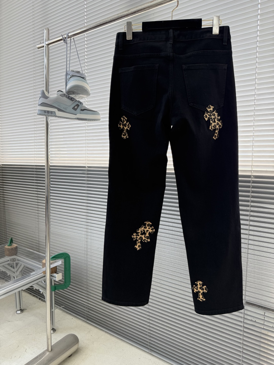 Chrome Hearts Leopard-Print Cross-Stitch Denim Pants - Image 3
