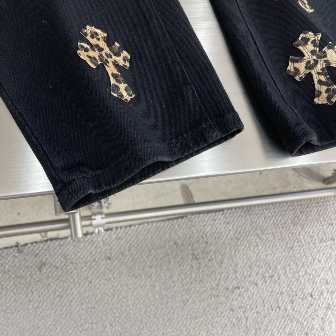 Chrome Hearts Leopard-Print Cross-Stitch Denim Pants - Image 6