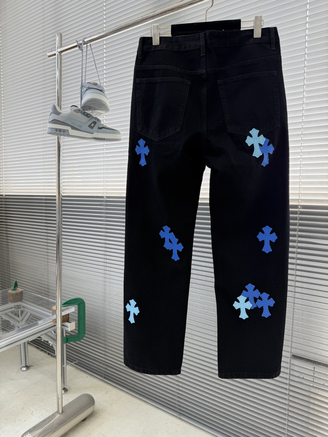 Chrome Hearts Colorful Denim Trousers with Full-Coverage Patchwork - Image 2