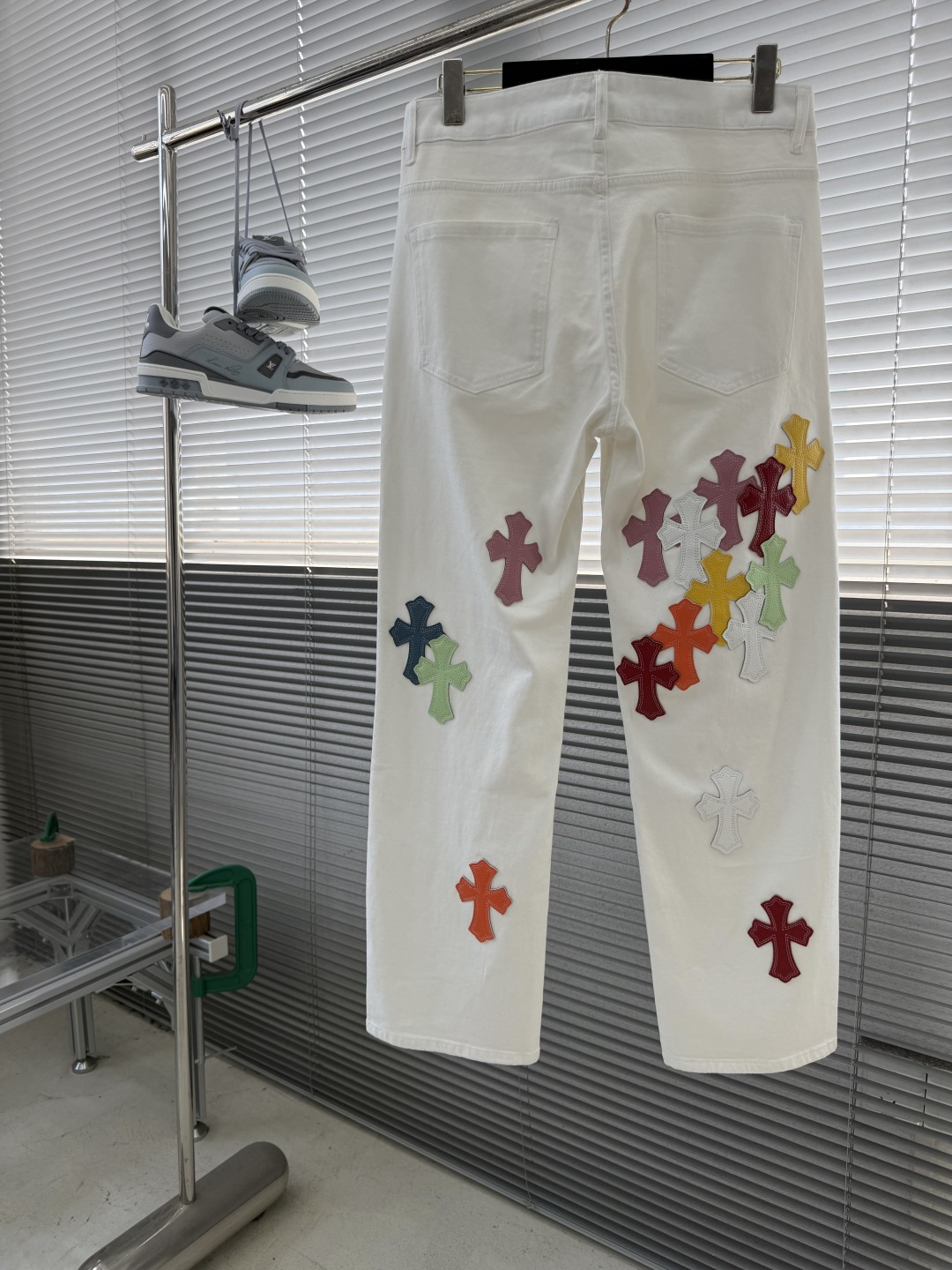 Chrome Hearts Colorful Denim Trousers with Full-Coverage Patchwork
