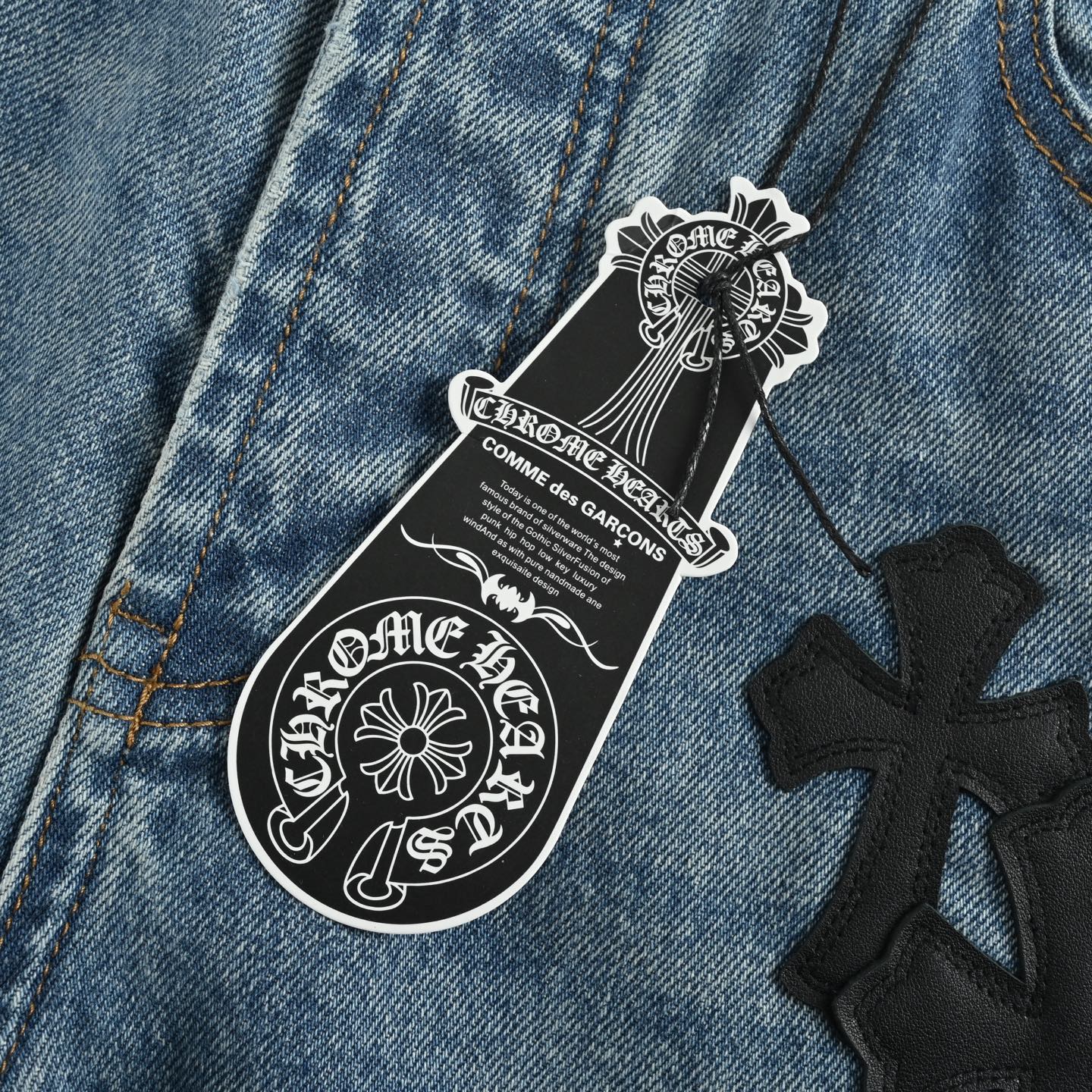 Chrome Hearts Black Leather Cross Logo Jeans - Image 6