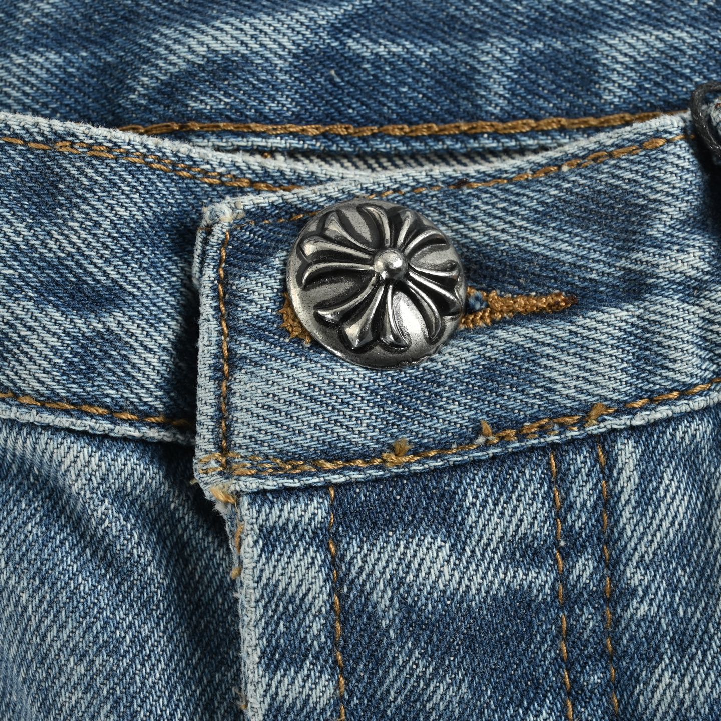 Chrome Hearts Black Leather Cross Logo Jeans - Image 7
