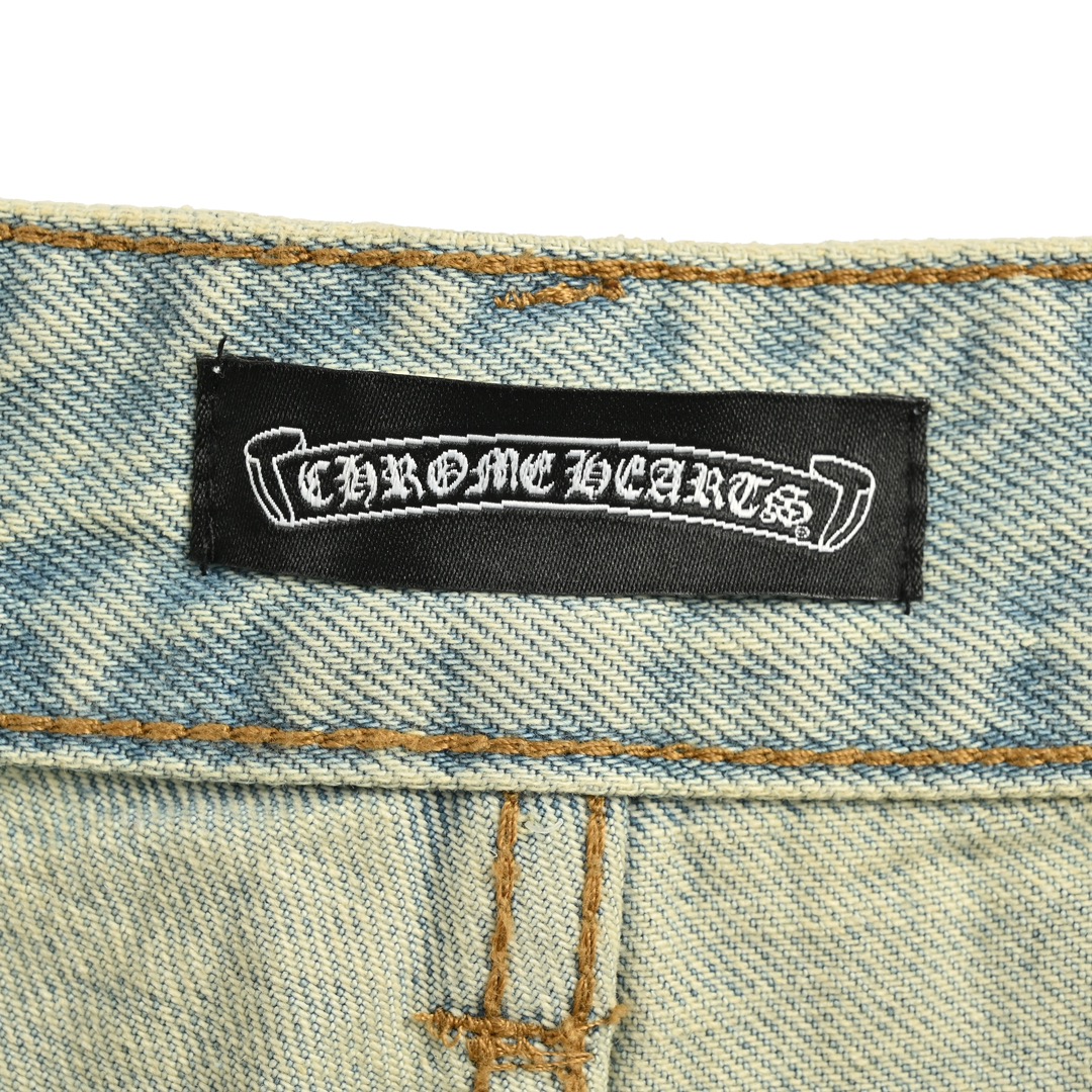 Chrome Hearts Classic White Cross-Print Jeans - Image 4