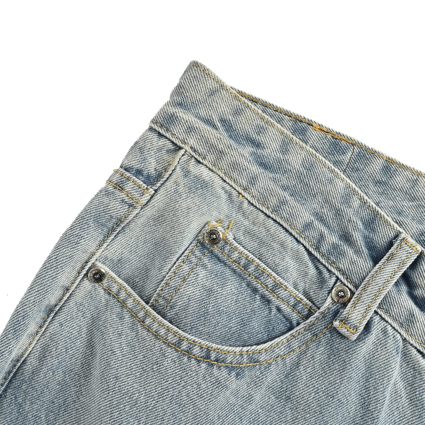 Chrome Hearts Striped Leather-Trimmed Cross-Stitch Jeans - Image 9