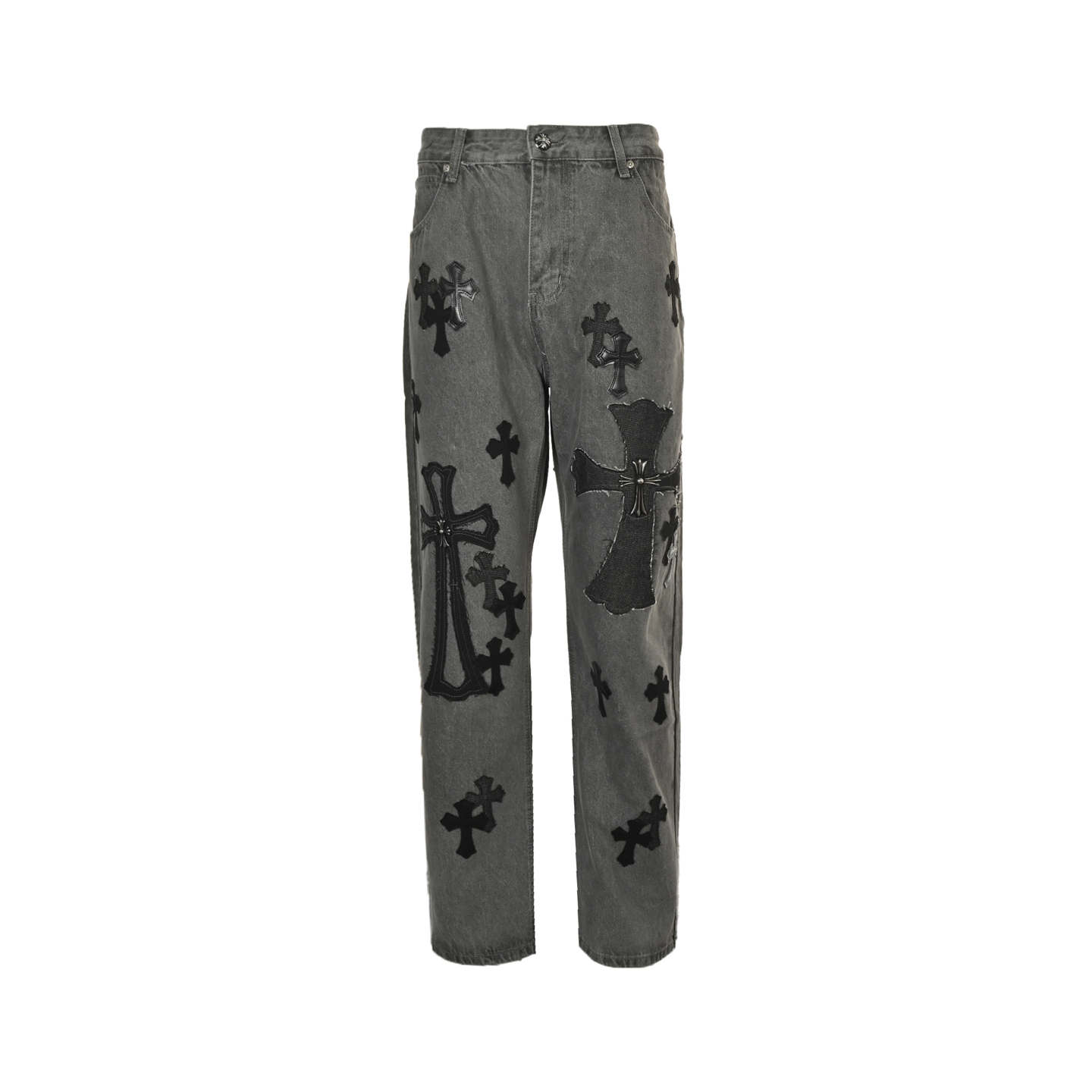 Chrome Hearts City-Exclusive Cross-Pattern Metal-Trimmed Denim Pants