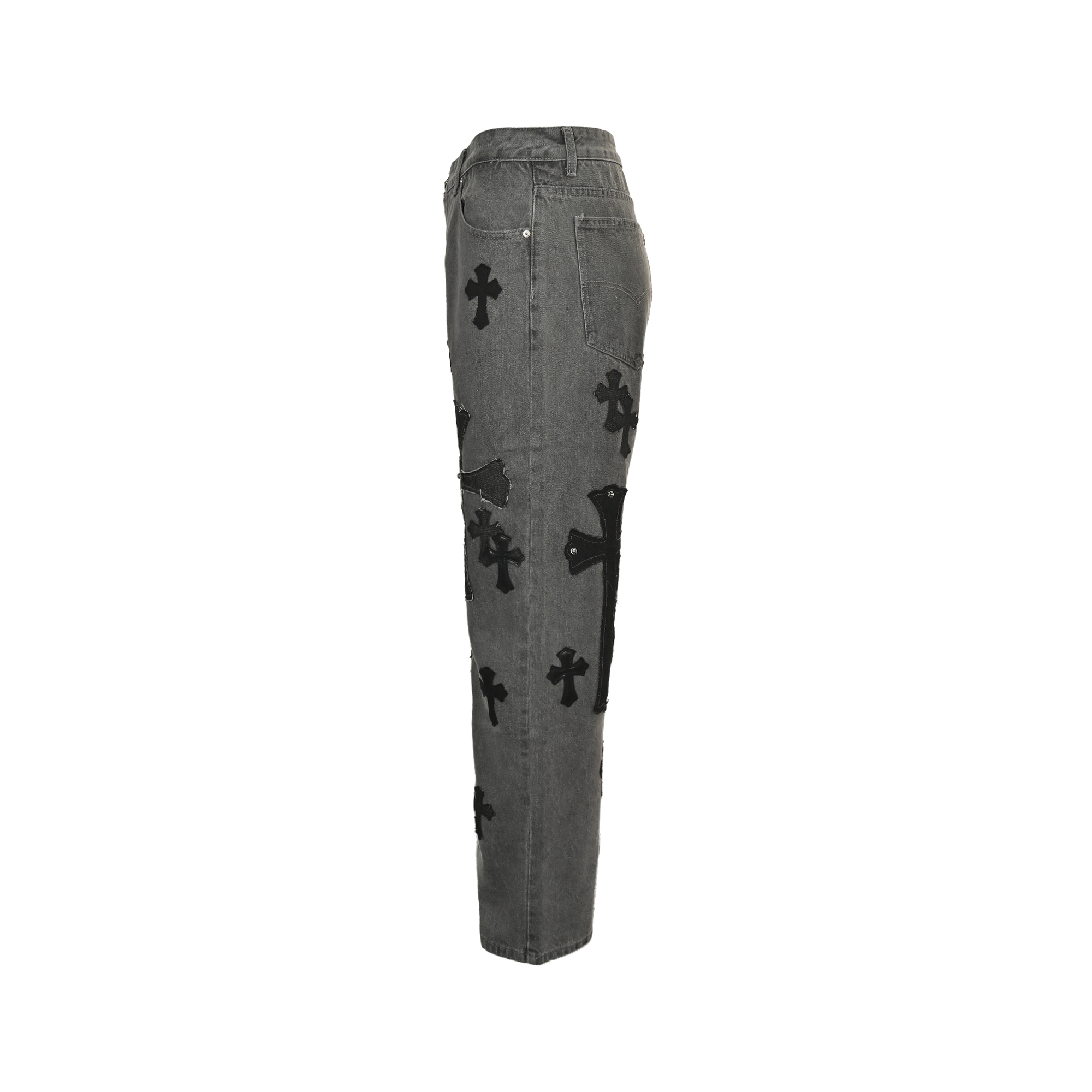 Chrome Hearts City-Exclusive Cross-Pattern Metal-Trimmed Denim Pants - Image 2