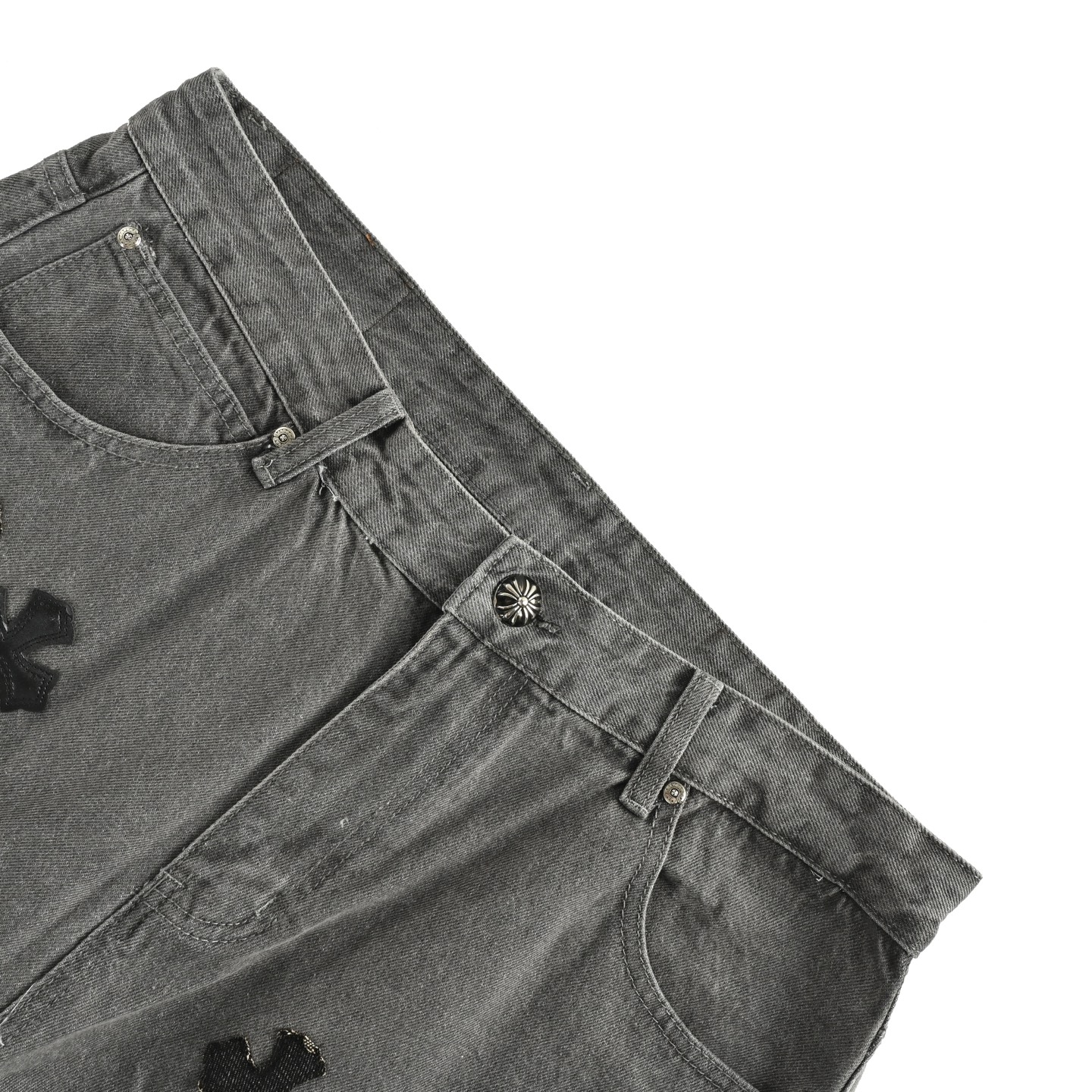 Chrome Hearts City-Exclusive Cross-Pattern Metal-Trimmed Denim Pants - Image 4