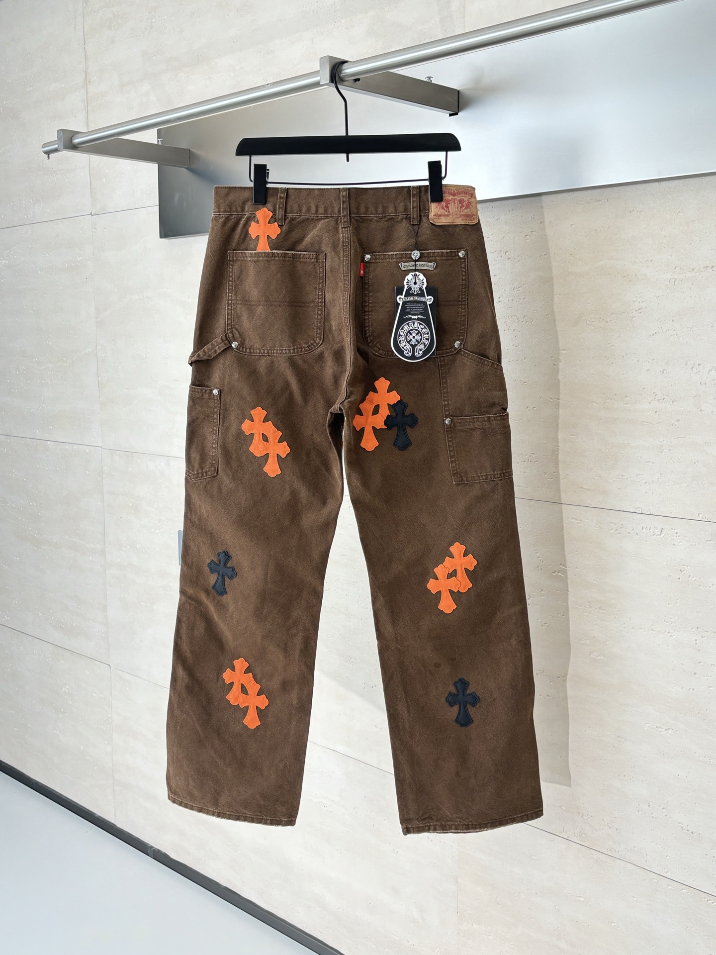 Chrome Hearts Cargo Pants Cross-Pattern Leather Accents - Image 2