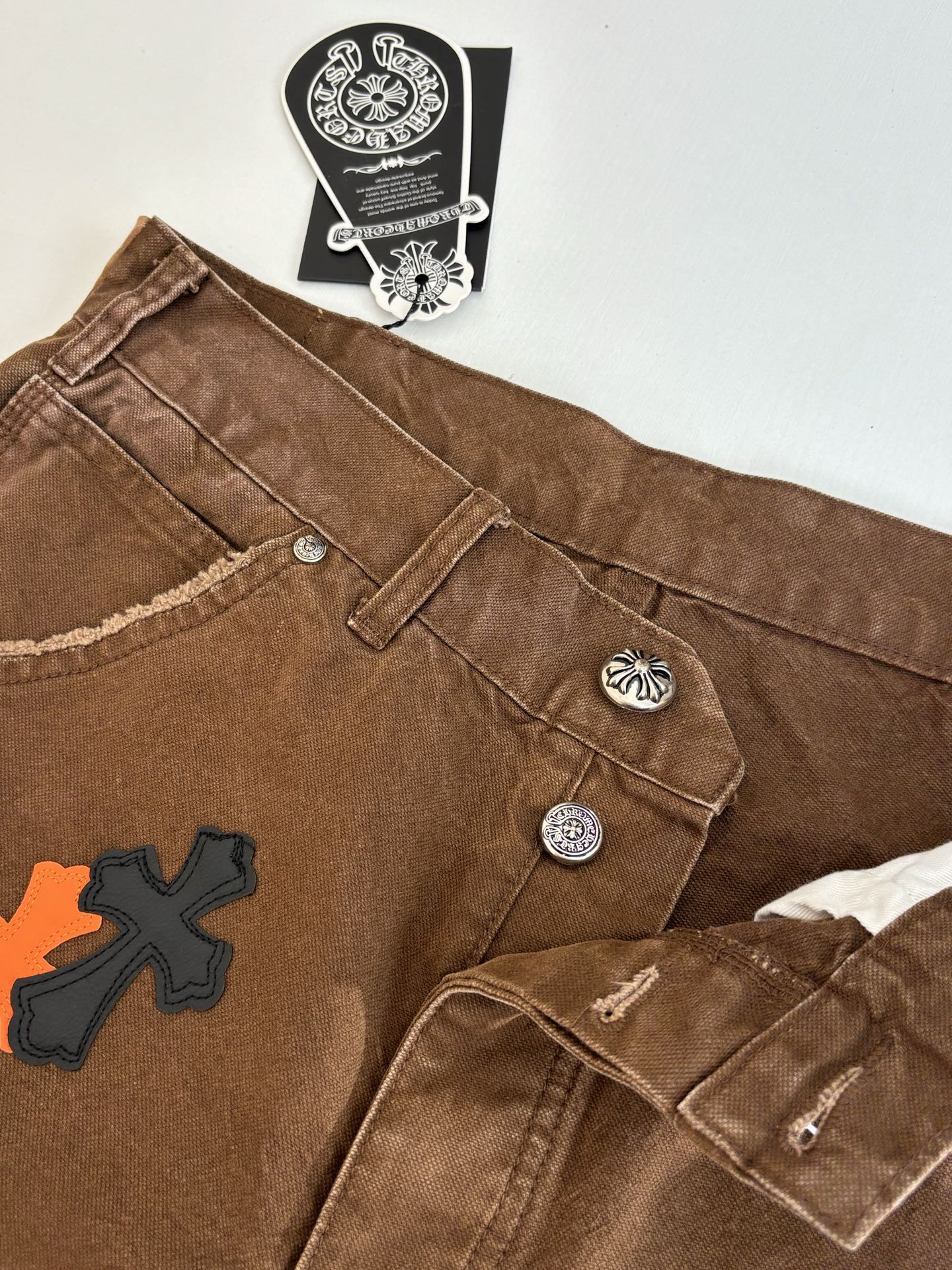 Chrome Hearts Cargo Pants Cross-Pattern Leather Accents - Image 5
