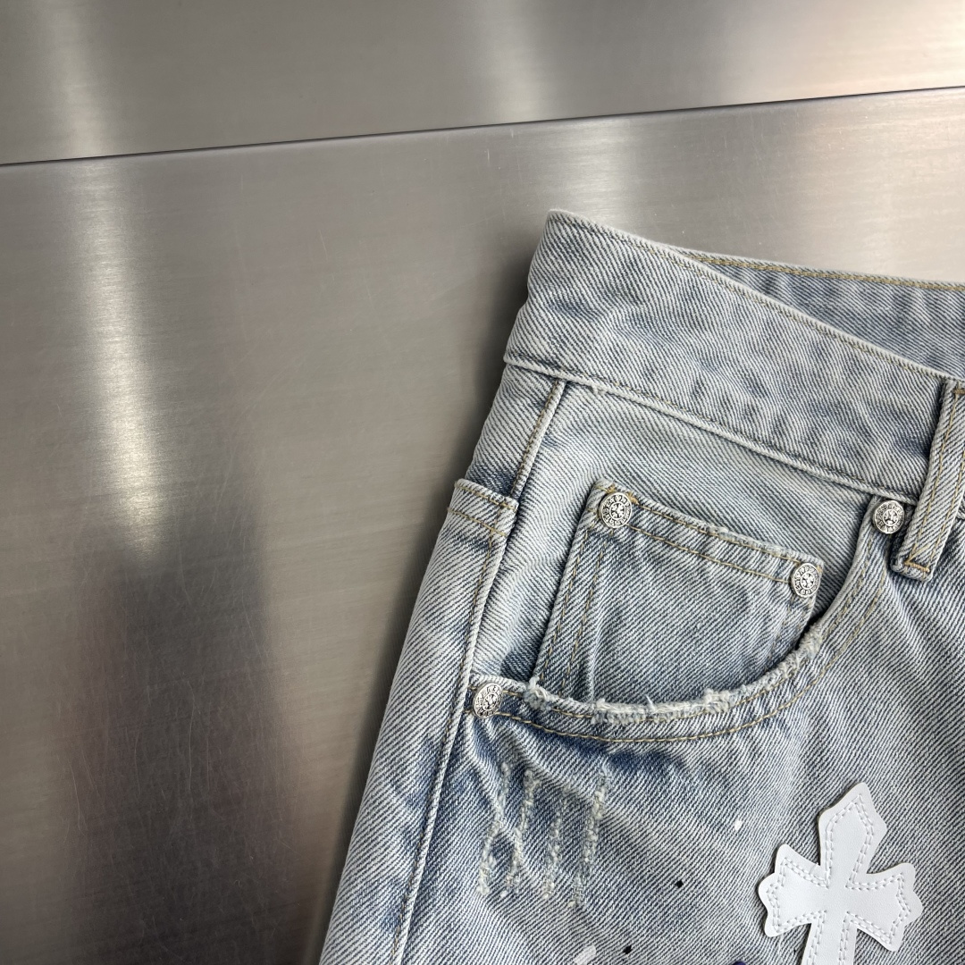 Chrome Hearts Cross-Pattern Patchwork Embroidered Jeans - Image 5