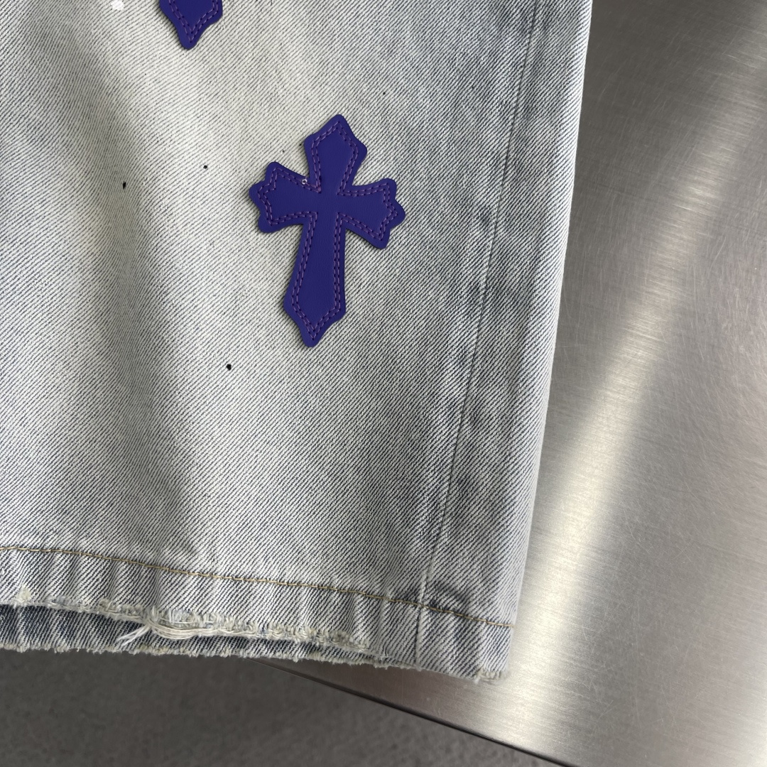 Chrome Hearts Cross-Pattern Patchwork Embroidered Jeans - Image 7