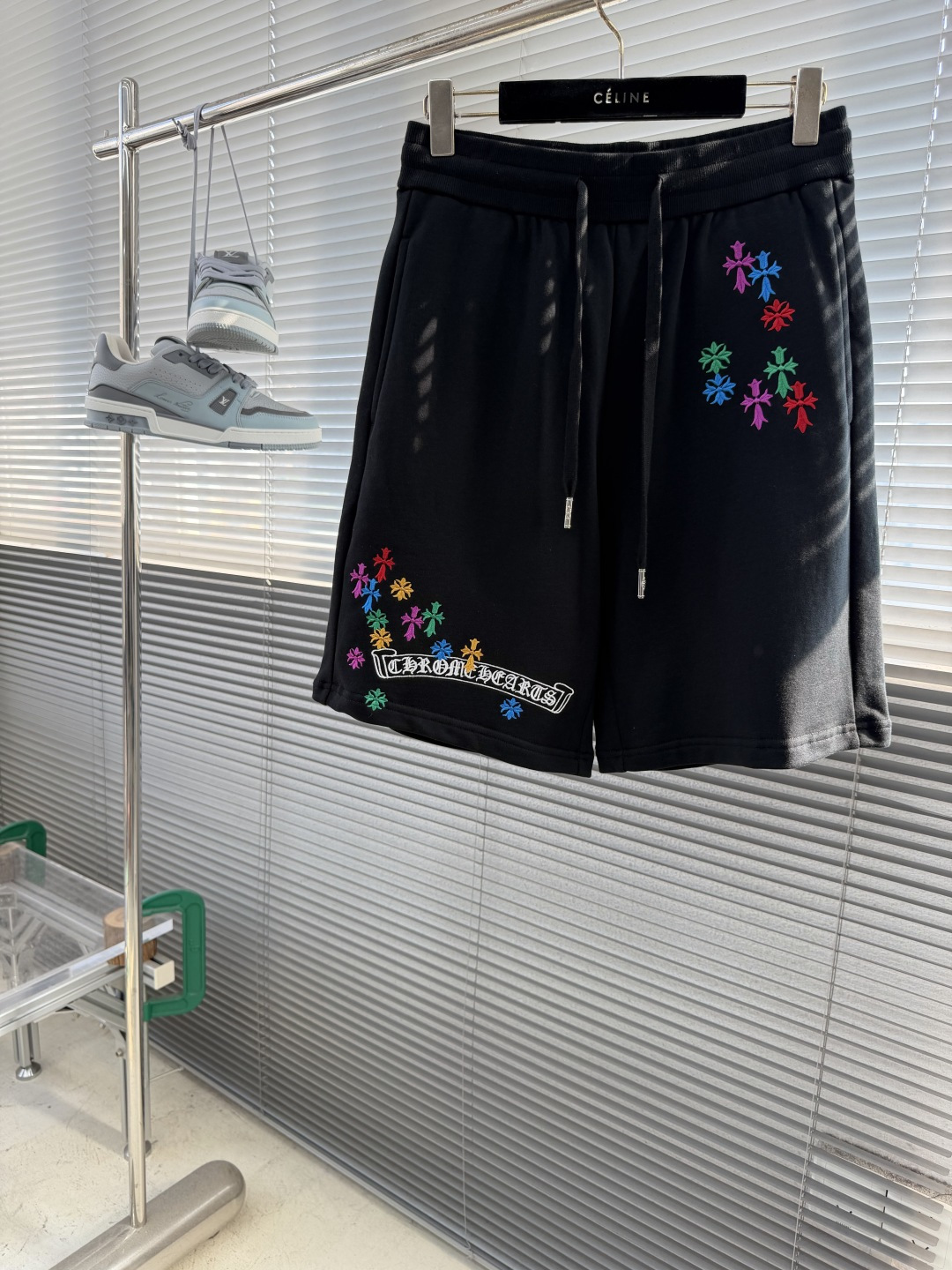 Chrome Hearts Colorful Cross-Stitch Yarn-Looped Shorts - Image 3