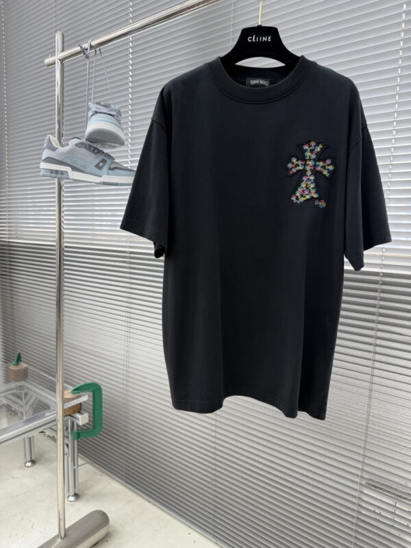 Chrome Hearts Black Crew-Neck Washed Short-Sleeve Shirt