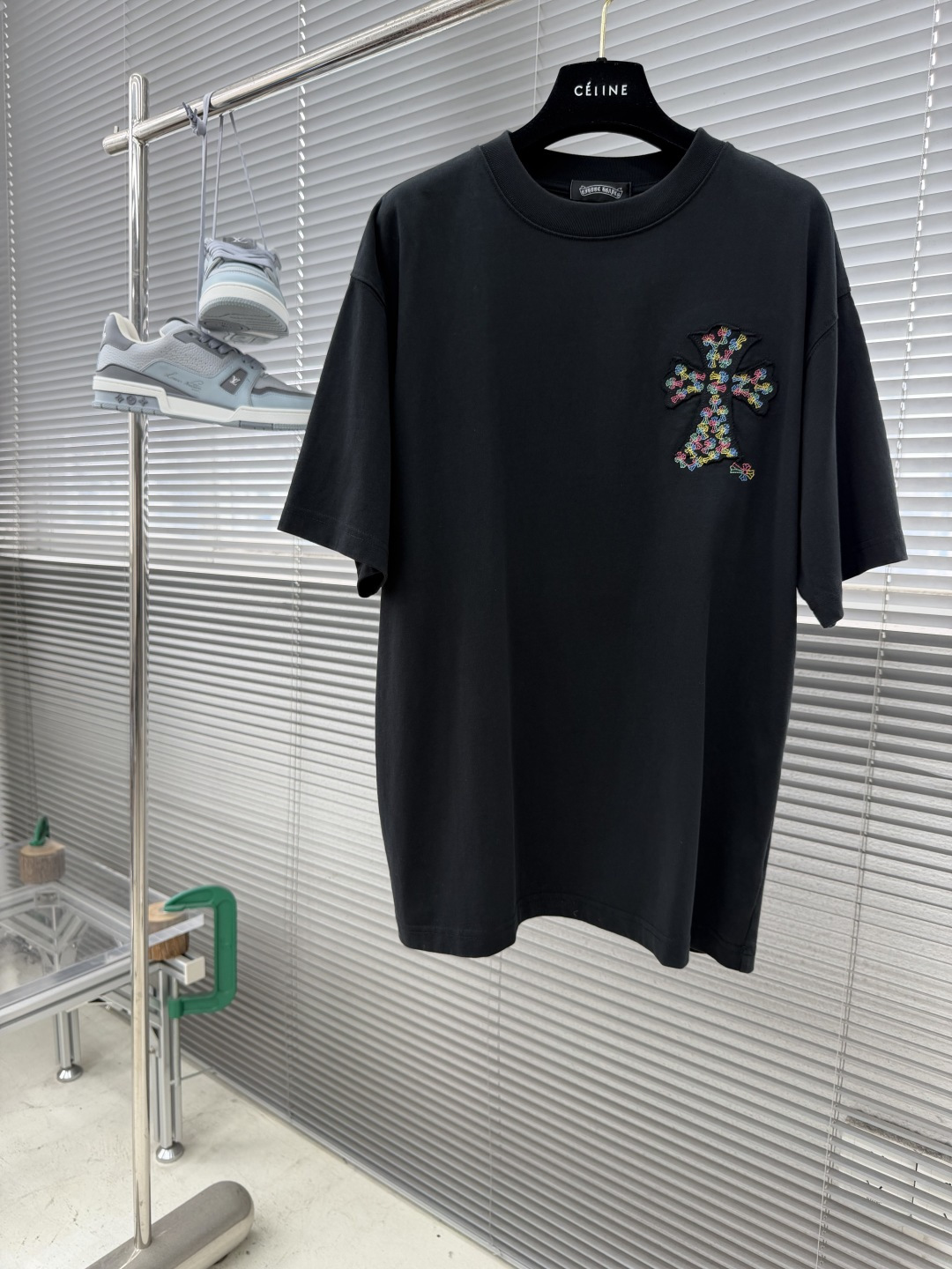Chrome Hearts Black Crew-Neck Washed Short-Sleeve Shirt