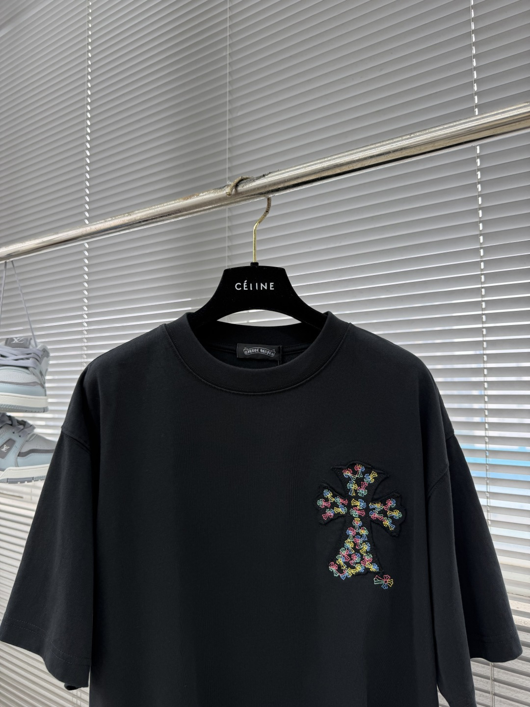 Chrome Hearts Black Crew-Neck Washed Short-Sleeve Shirt - Image 2