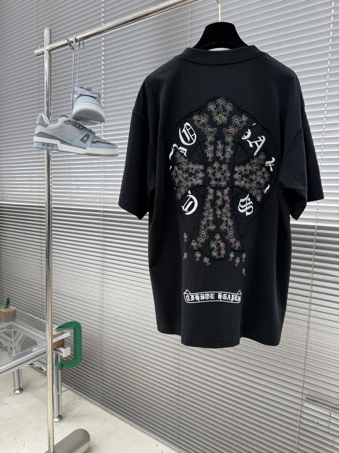 Chrome Hearts Black Crew-Neck Washed Short-Sleeve Shirt - Image 3