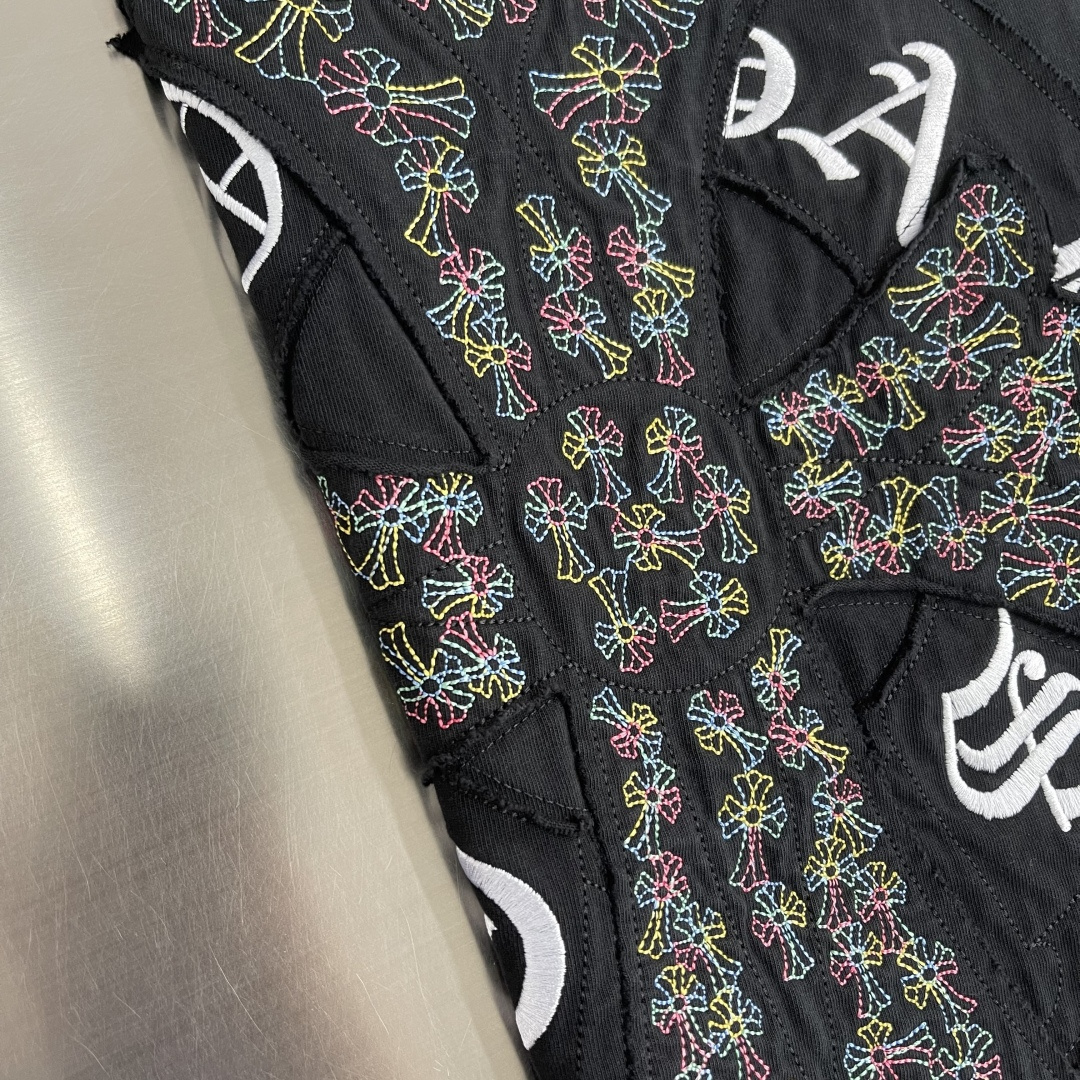 Chrome Hearts Black Crew-Neck Washed Short-Sleeve Shirt - Image 7