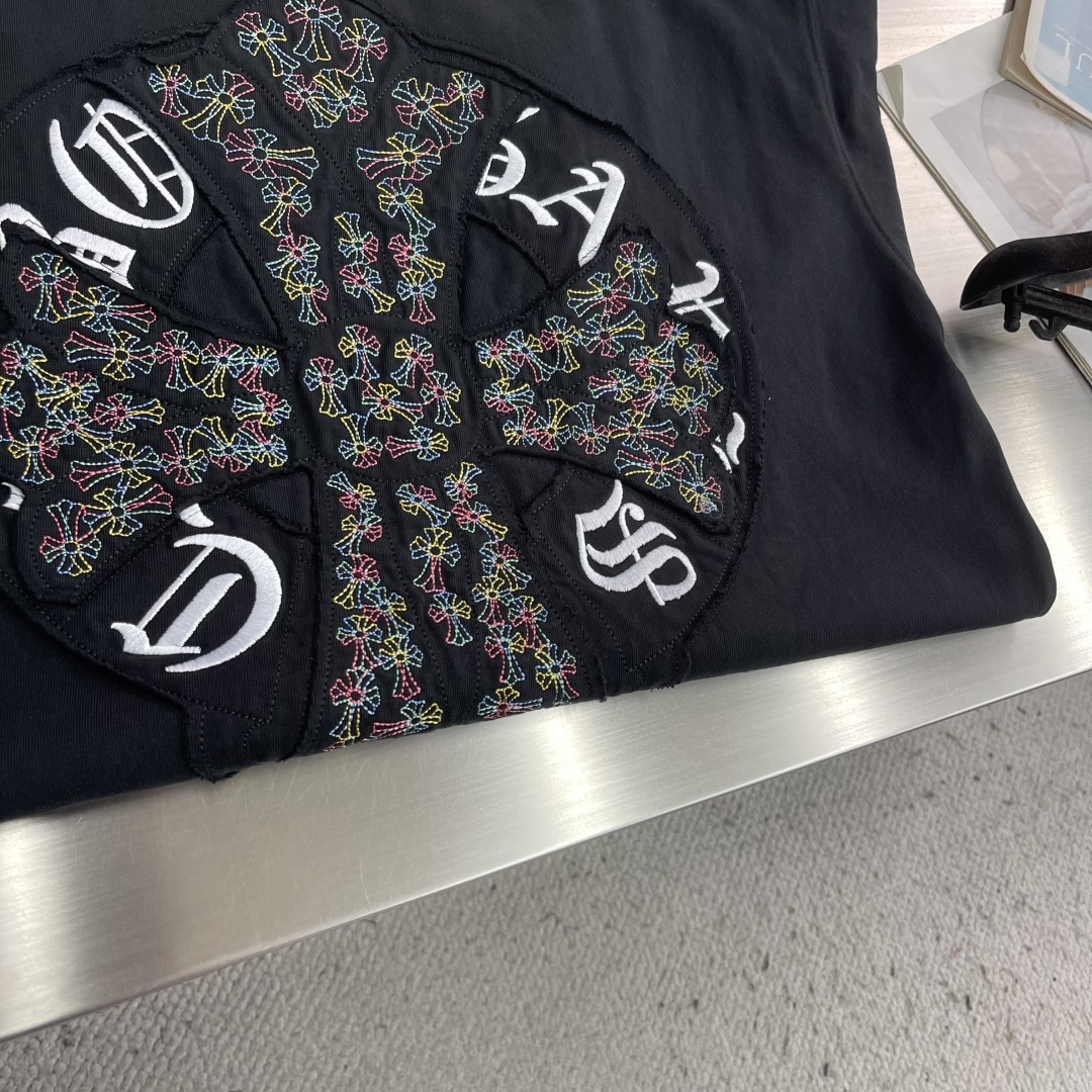 Chrome Hearts Black Crew-Neck Washed Short-Sleeve Shirt - Image 8