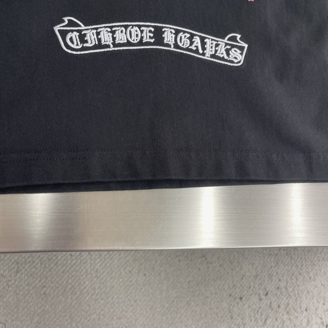 Chrome Hearts Black Crew-Neck Washed Short-Sleeve Shirt - Image 9