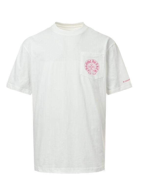 Chrome Hearts Pink Horseshoe Cross Print T-Shirt