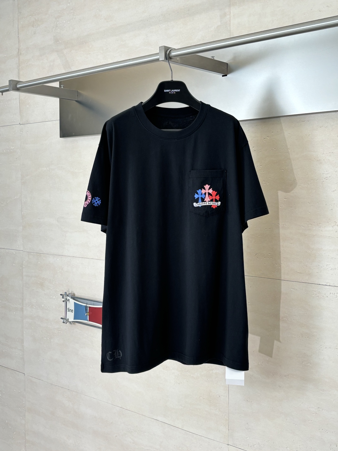 Chrome Hearts Miami Colorful Sanskrit Cross Short-Sleeve T-Shirt - Image 3