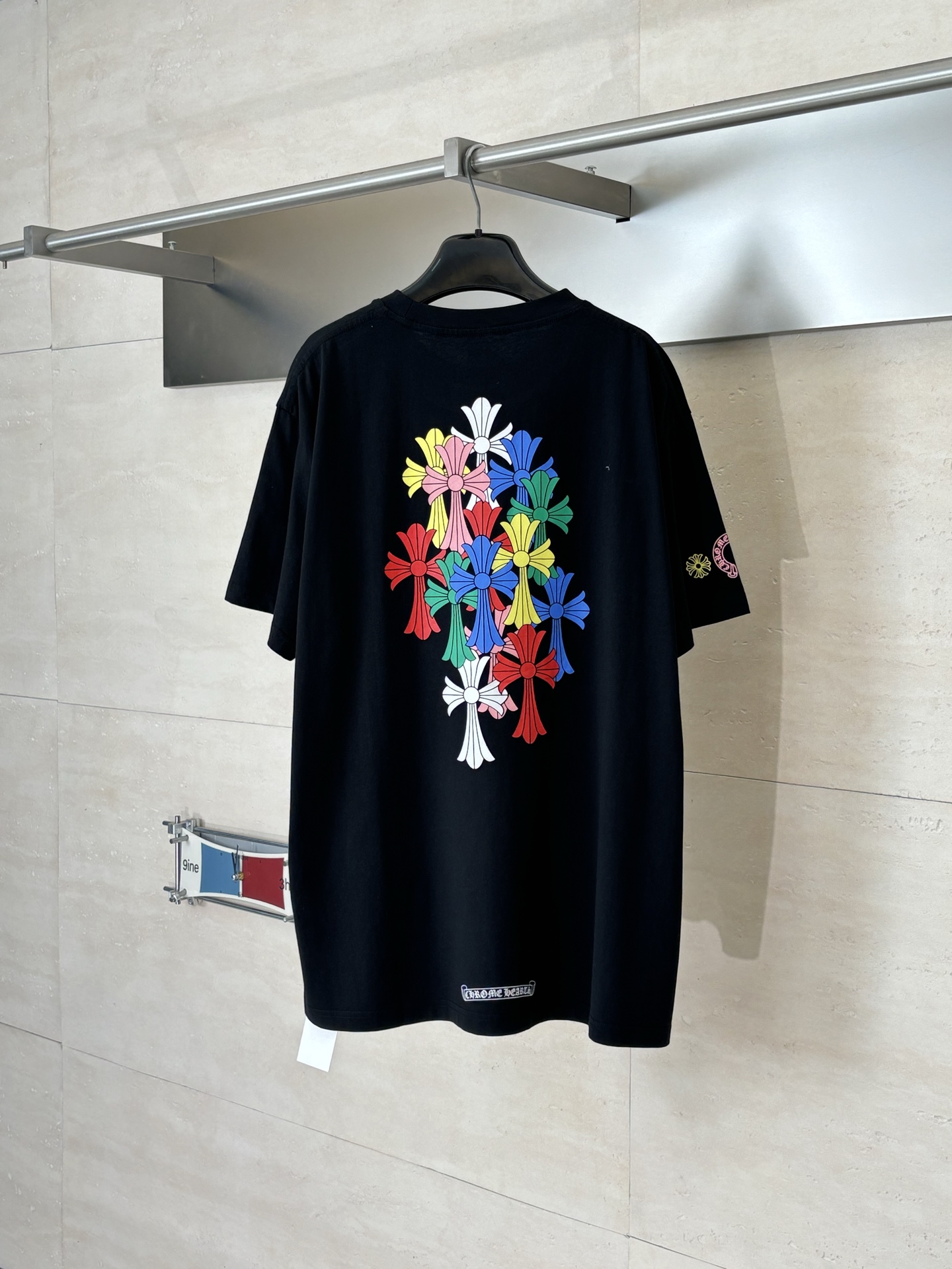 Chrome Hearts Miami Colorful Sanskrit Cross Short-Sleeve T-Shirt - Image 4