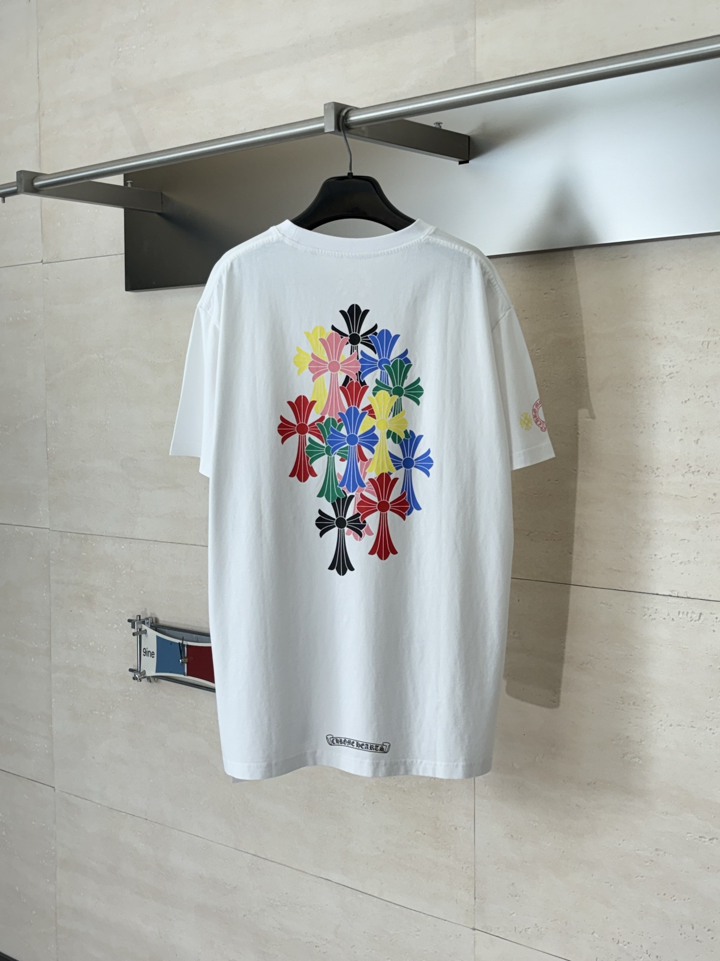 Chrome Hearts Miami Colorful Sanskrit Cross Short-Sleeve T-Shirt - Image 2